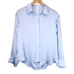 Lululemon Logo Charm Satin Button Down Top